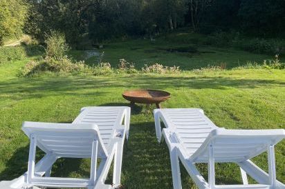 Fire pit by the pond
