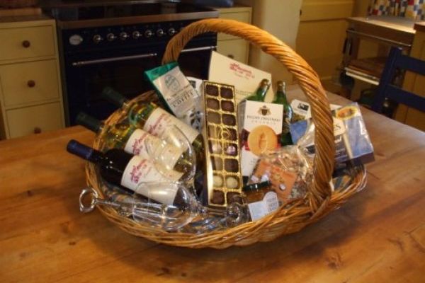 Generous welcome hamper packed with local delicacies